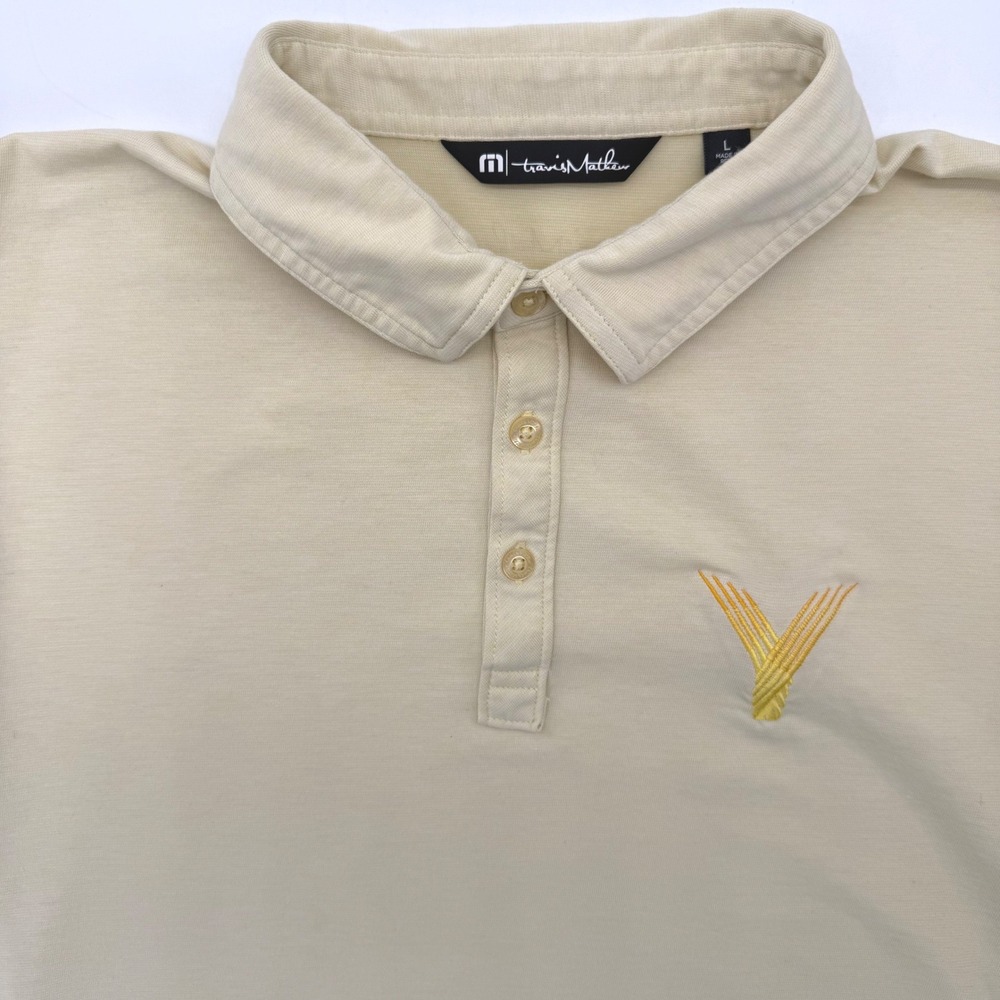 TravisMathew Polo Shirt Men Large Tan Pelican Hill Pima Cotton Short Sleeve